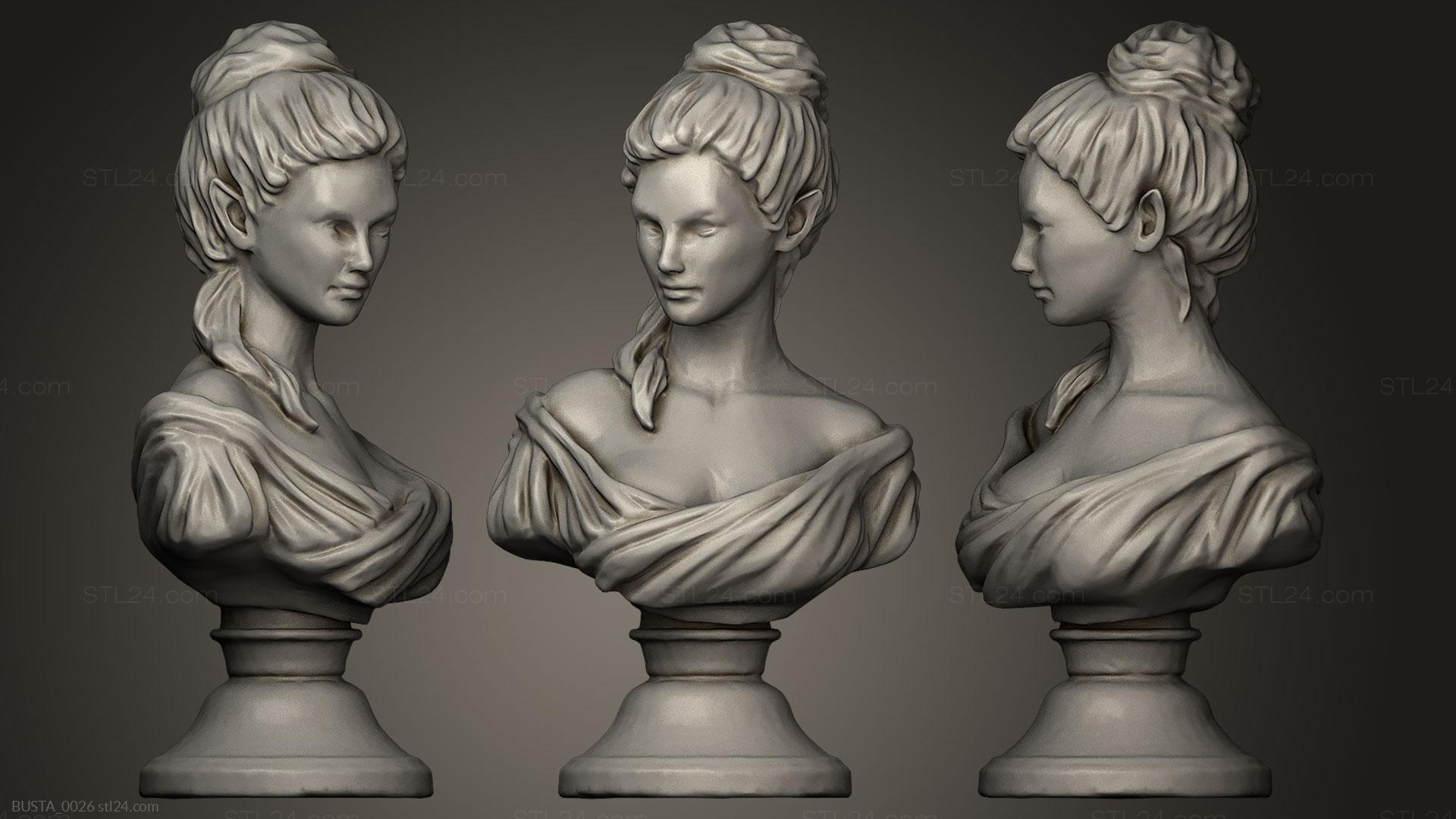 Бюсты и головы античные и исторические (Бюст эльфийской девы, BUSTA_0026) 3D модель для ЧПУ станка